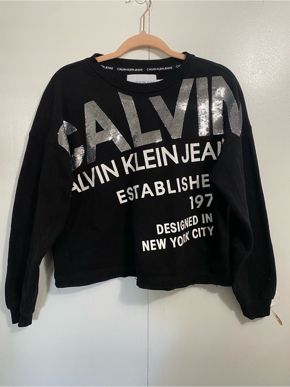 Calvin Klein Jeans Black Logo Sweatshirt Size Medium